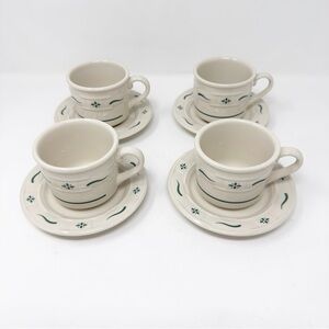 Longaberger Cups and Saucers Heritage Green